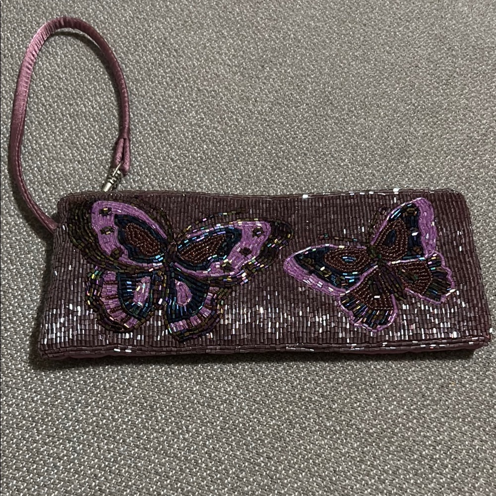 Embellished Butterfly Clutch - Purple and blue